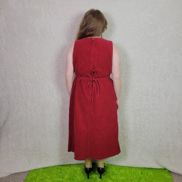 Blair Red Corduroy Midi Dress, MP - Picture 3 of 5